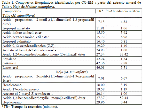 Composición química del extracto de Melinis minutiflora y su efecto repelente e ixodicida hacia larvas de Amblyomma cajennense - Image 3