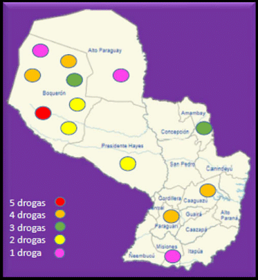 Foto 2. Distribución en el país de las poblaciones resistentes según el número de principios activos.