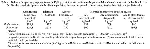 La importancia del potasio difícilmente disponible del suelo en la nutrición potásica de plantas forrajeras en suelos Ferralíticos rojos lixiviados - Image 1