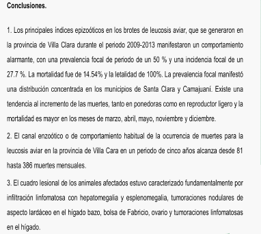 Comportamiento epizootiológico de la leucosis aviar en Villa Clara, Cuba. - Image 9