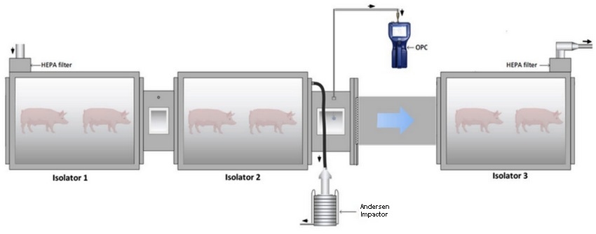 Size distribution and viral RNA load of influenza virus-laden airborne particles emitted from pigs over the course of an H1N1 infection - Image 1