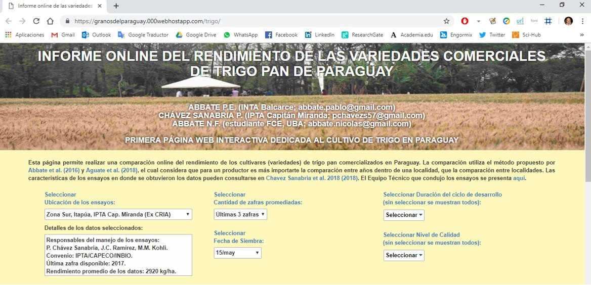 Informe “online” del rendimiento de las variedades comerciales de trigo pan de Paraguay - Image 1