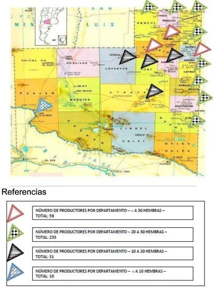 Capacitación porcina en La Pampa, desagregado por Departamentos con actividad productiva en el sector. Período 2011 – 2013. Estándar cartográfico - Image 1