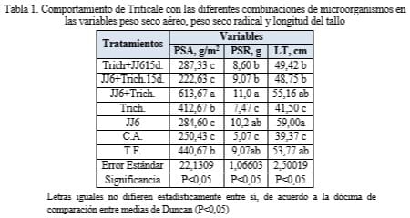 Efecto de la inoculación con Bradyrhizobium sp. y Trichoderma harzianum en Triticale (Triticum secale), bajo estrés de sequía - Image 1