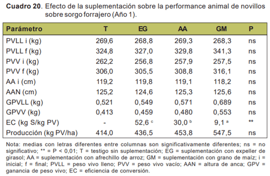 Evaluación de novillos sobre sorgo forrajero con distintas cargas y tipos de suplementación - Sistemas de engorde de novillos sobre verdeos anuales estivales en la región de basalto - Image 10