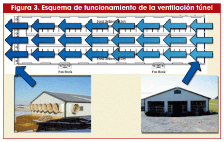Figura 3. Esquema de funcionamiento de la ventilación túnel