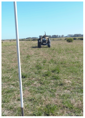 Figura 1. Vista general del tractor realizando el trabajo de calibración.