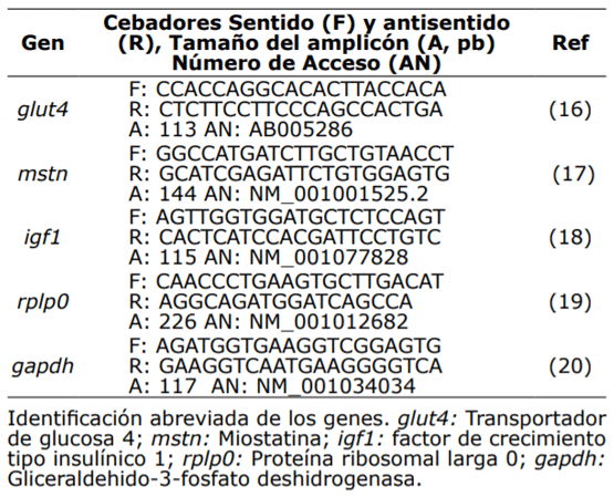 Tabla 1. Cebadores utilizados en RT-qPCR.