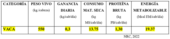6.- VACA LECHERA “SECA” (últimos 60 días de gestación)