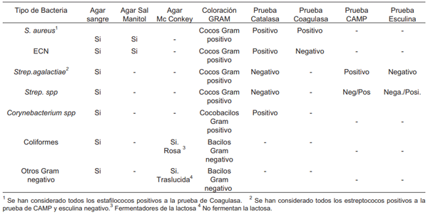 TABLA II CRITERIOS UTILIZADOS PARA IDENTIFICAR LOS PRINCIPALES GRUPOS BACTERIANOS RESPONSABLES DE PROVOCAR IIM