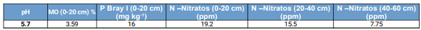 Tabla 2: Análisis de suelo al momento de la siembra