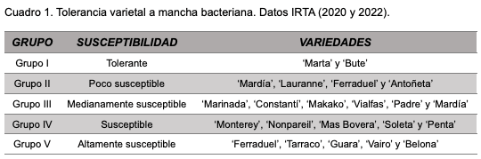 Estrategias para el manejo de la mancha bacteriana (Xanthomonas arboricola pv. pruni) en el cultivo del almendro - Image 5