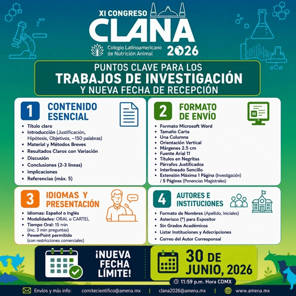 CLANA 2026: Nueva fecha límite para la recepción de Trabajos de Investigación - Image 1