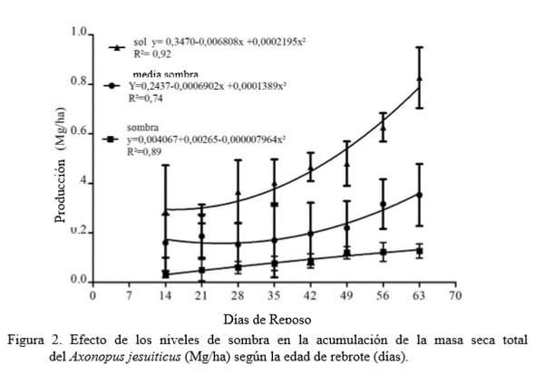 Crecimiento del Axonopus jesuiticus bajo diferentes niveles de sombra de Inga uruguensis en estado de SC, Brasil. - Image 2