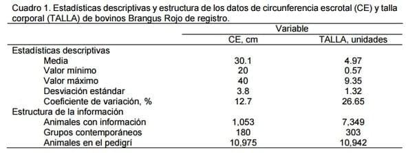 Análisis componentes de varianza y heredabilidad de circunferencia escrotal y talla corporal de bovinos brangus rojo indubrasil - Image 1