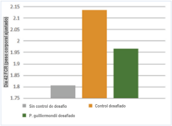 Figura 2. Relación de conversión alimenticia ajustada en cada grupo al día 42.