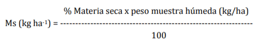Fórmula 2. Cálculo de la biomasa acumulada.