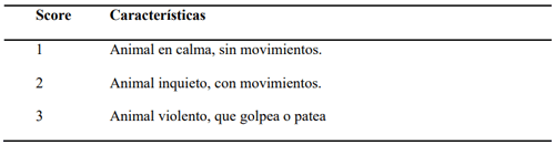 Tabla 2.1. Score de Manga (SM). Escala 1 a 3 adaptada de Wyatt et al. (2013).