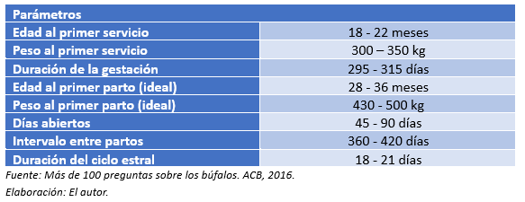Tabla 1. Parámetros reproductivos de la hembra bubalina.