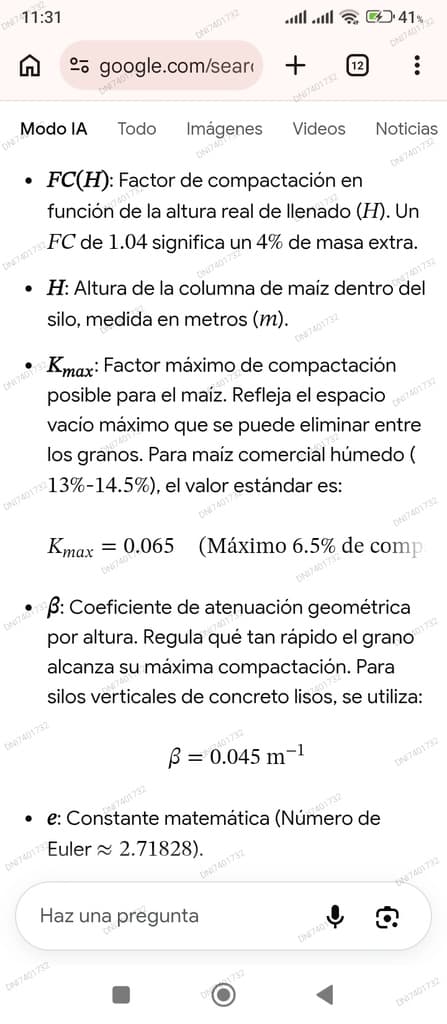 Factor de compactación silos de maiz - 2