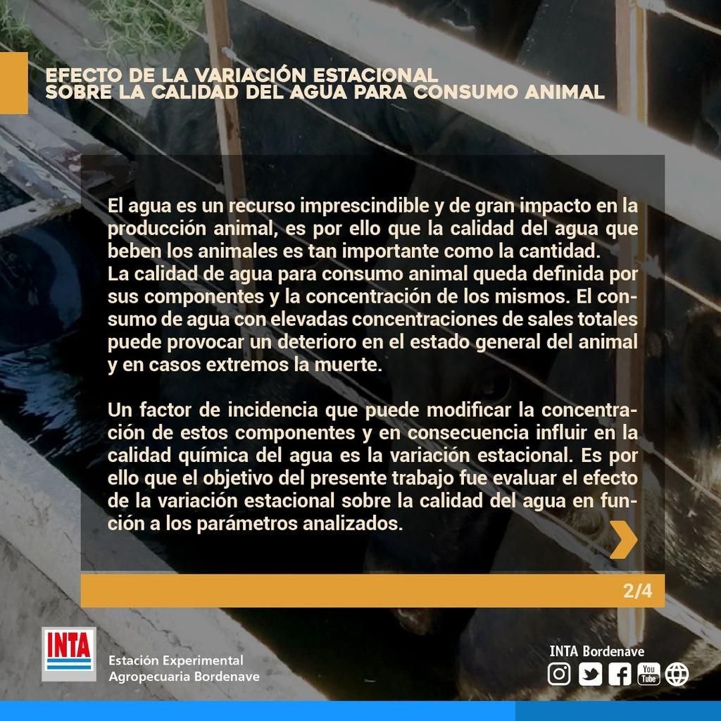 Efecto de la variación estacional sobre la calidad del agua para consumo animal. Comunicación - 2