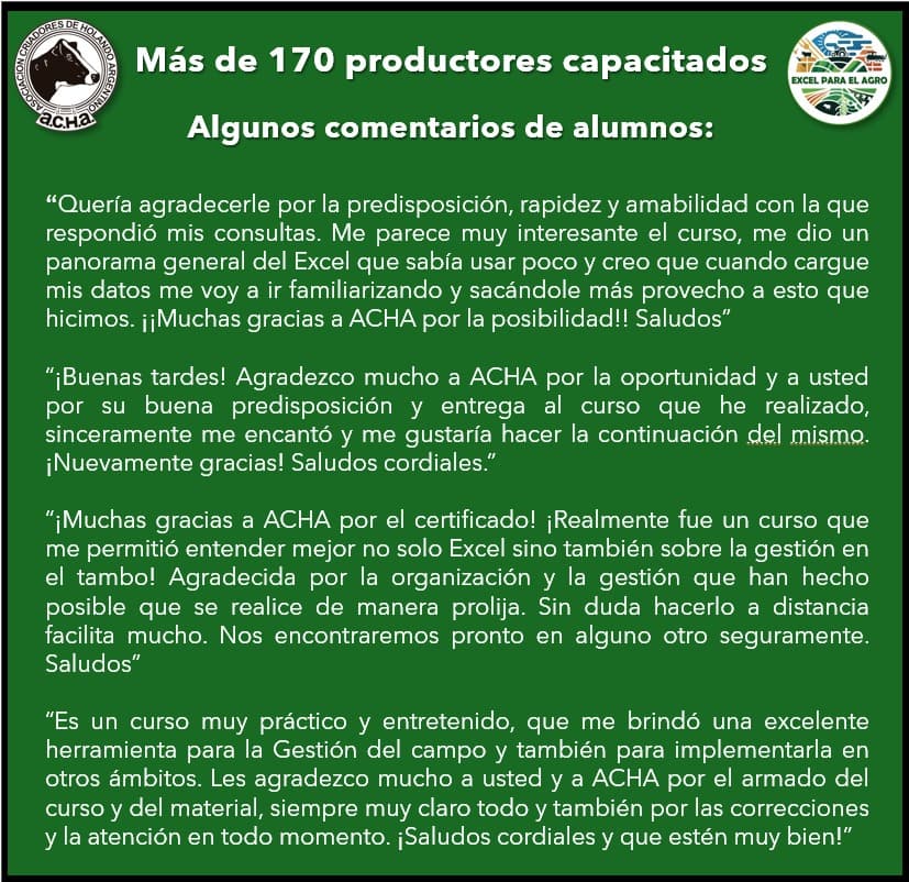 Cursos de Gestión y Nutrición para el tambo/lechería en conjunto con ACHA - 2