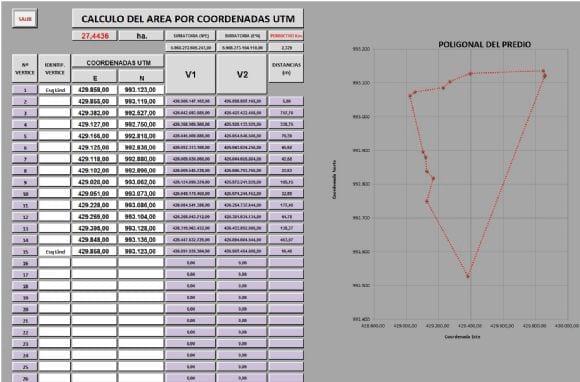 CALCULO DE AREA POR COORDENADAS UTM