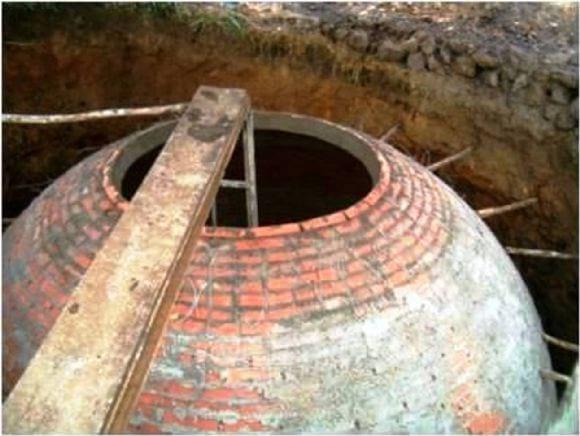 Cúpula del biodigestor desde afuera