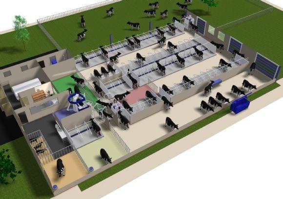 Plano Nave con Robot de ordeño VMS DeLaval