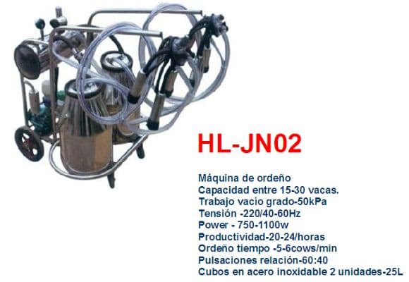 Maquina ordeñadora de 2 puestos portatil