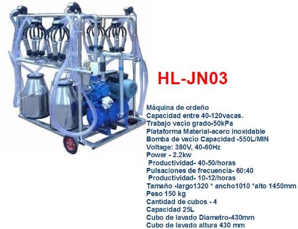 Maquina ordeñadora de 4 puestos portatil