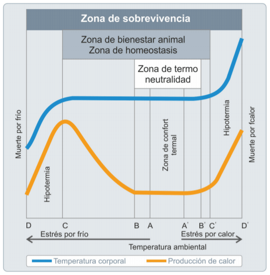 Representación esquemática de las condiciones ambientales para el estrés térmico (Arias et al., 2008).