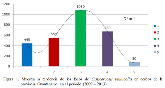 Comportamiento de presencia de la parasitosis Cisticercosis tenuicollis en cerdos de la provincia Guantánamo (2009-2013) - Image 1