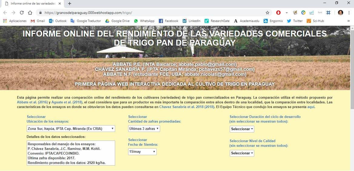 Informe “online” del rendimiento de las variedades comerciales de trigo pan de Paraguay - Image 1