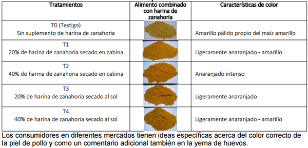 Uso de harina de zanahoria (daucus carota) de descarte en la alimentación para la pigmentación natural de la canal de pollos broiler engorde - Image 1