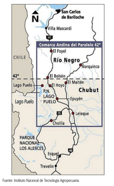 FIGURA 1. Comarca Andina del Paralelo 42º.
