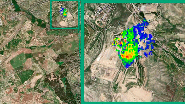  Figura 5. Imagen satelital mostrando emisiones de metano en un vertedero urbano. Fuente: as.com (2021).