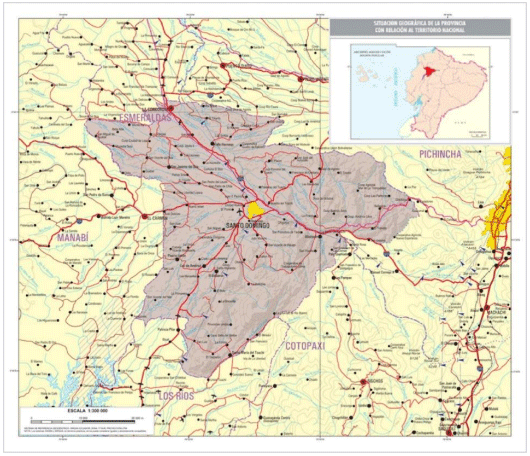 Figura 1. Mapa de la provincia Santo Domingo de los Tsáchilas, Ecuador Fuente: elaboración propia