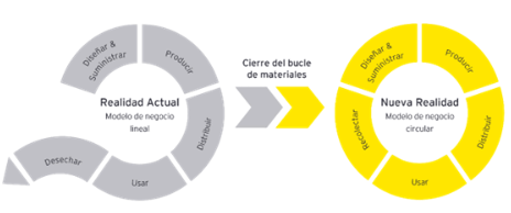 Figura 4. Enfoque del modelo de Economía Circular vs modelo de economía Lineal. Fuente: EY