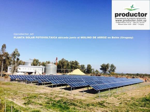 Molino y planta de generacion solar fotovoltaica en Belen, Uruguay.