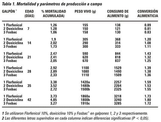 Eficacia de Fosbac contra una infección respiratoria de Escherichia Coli el pollos: un ensayo a campo - Image 1