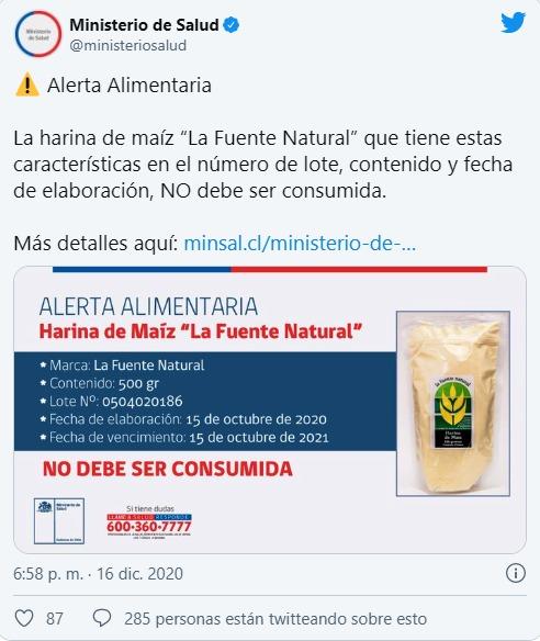 Chile - Alerta alimentaria por harina de maíz con micotoxinas - Image 1