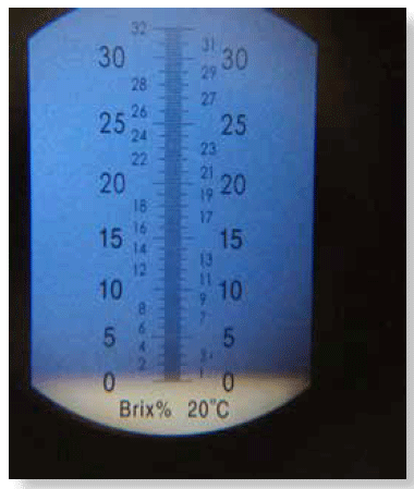 Visor del refractómetro óptico en grados brix: calibración